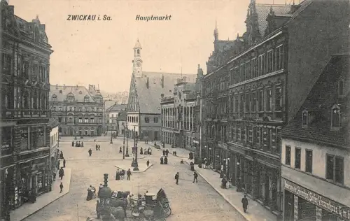 Hauptmarkt in Zwickau Sachsen Postkarte AK 1909