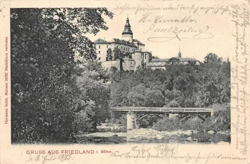 Gruss aus Friedland i. Böhm. Postkarte 1905