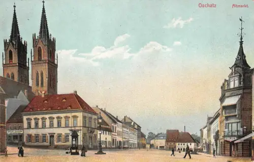 Altmarkt in Oschatz Sachsen Postkarte AK 1917