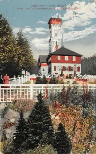 Annaberg i. sächs. Erzgeb. Turm- und Unterkunftshaus Pöhlberg Postkarte AK 1924