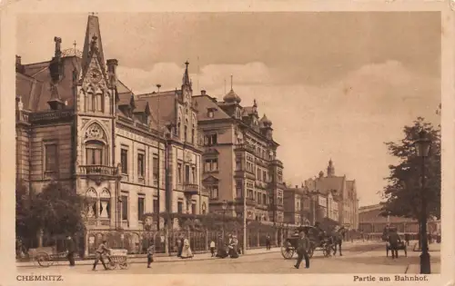 Chemnitz Sachsen Partie am Bahnhof Postkarte