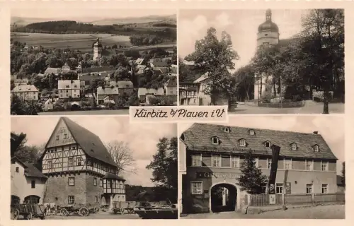 Gasthaus Goldner Löwe Kürbitz bei Plauen Vogtland Sachsen Postkarte AK 1941