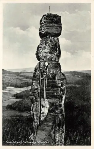 Sächsische Schweiz Barbarine-Pfaffenstein Sachsen Postkarte AK 1943