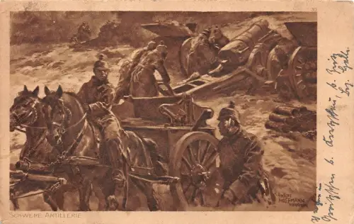 Schwere Artillerie aus dem Felde Patriotika Postkarte AK