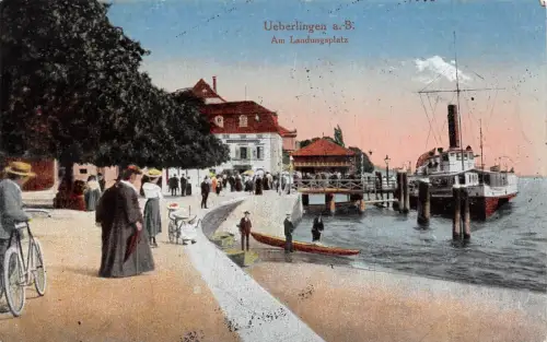 Ueberlingen a. B. Am Landungsplatz Baden-Württemberg Postkarte AK