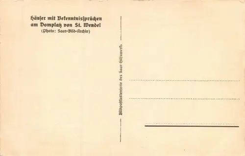 Häuser Bekenntnissprüche Domplatz St. Wendel Postkarte AK