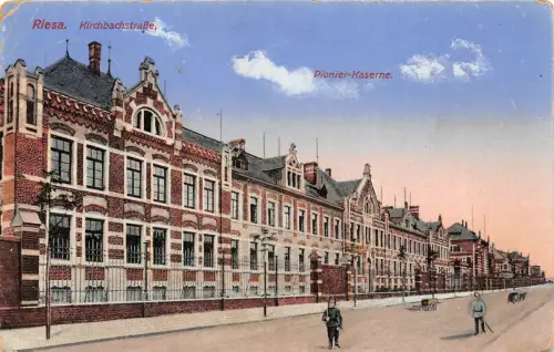 Riesa Kirchbachstraße Pionier-Kaserne Feldpostkarte AK 1916