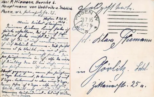 Posen Wilhelmsplatz Strassenbahn , Friedrich Denkmal AK 1916