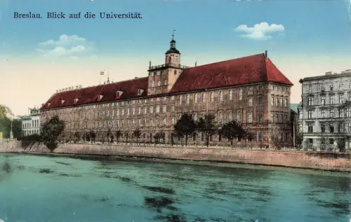 Blick auf die Universität Breslau Schlesien Postkarte AK