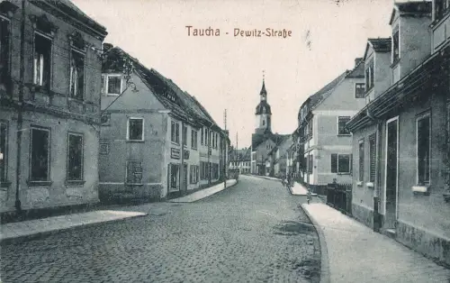 Dewitz-Straße in Taucha bei Leipzig Sachsen Postkarte AK 1929