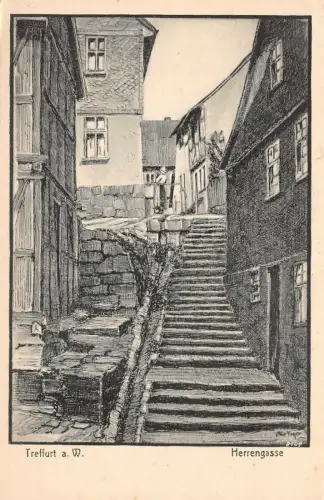 AK Treffurt Werra Herrengasse Heimatkarte