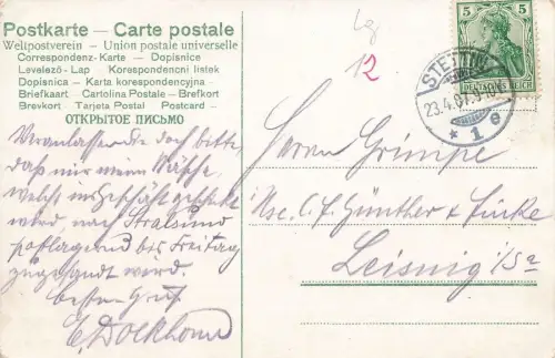 Blick auf den Hafen in Stettin Pommern Postkarte AK 1907