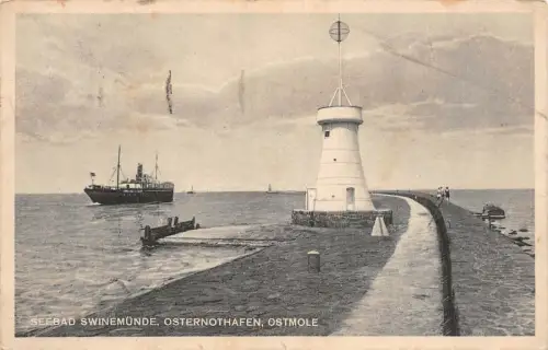 Ansicht Seebad Swinemünde Osternothafen Ostmole Postkarte AK