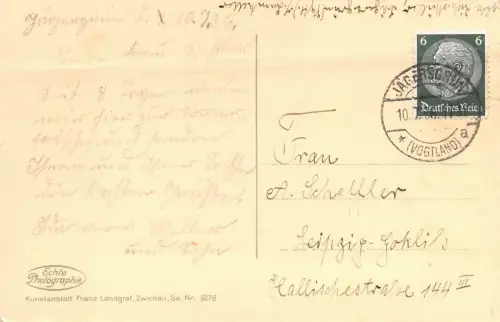 Luftkurort Jägersgrün i. V. Ansicht Postkarte 1936