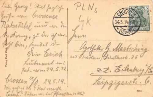 Crossen a. Oder Blick vom Kirchturm Postkarte AK 1914