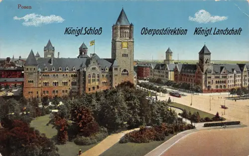 Posen (Poznań) Königl. Schloß Oberpostdirektion Königl. Landschaft AK