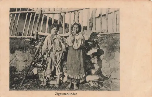 Zigeunerkinder in Nisch Serbien Patriotika Postkarte AK