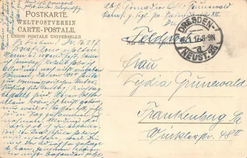 Sächs. Schweiz Schandau-Postelwitz Neu-Schandau Sendig-Villen Postkarte AK 1917