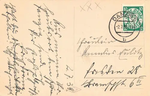 DANZIG Kirche St.Marien , Postkarte Briefmarke Danzig 1939