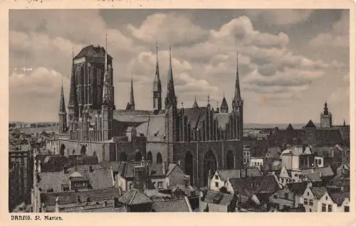 DANZIG Kirche St.Marien , Postkarte Briefmarke Danzig 1939