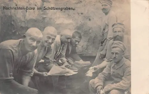Nachrichten-Büro im Schutzengraben Patriotika Postkarte