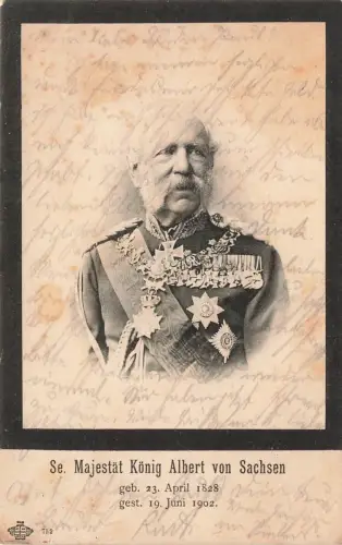 Portrait Majestät König Albert von Sachsen Patriotika Postkarte AK 1914