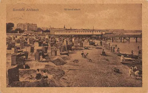Seebad Ahlbeck Strandleben Postkarte AK 1924
