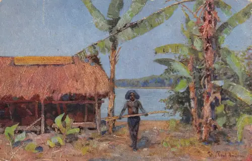 Kolonialkriegerdank Papua in Neuguinea Patriotika Postkarte AK