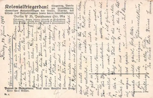 Kolonialkriegerdank Papua in Neuguinea Patriotika Postkarte AK