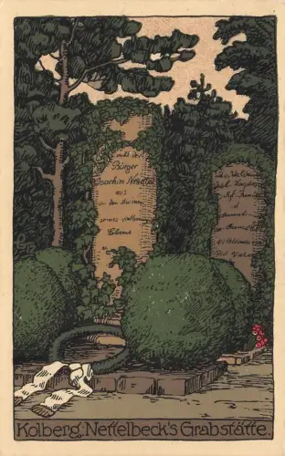 Nettelbeck's Grabstätte in Kolberg Pommern Steindruck Postkarte AK 1913