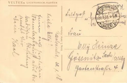 Karlsruhe Residenzschloß (v. Kesslau) Baden-Württemberg Feldpostkarte AK 1918