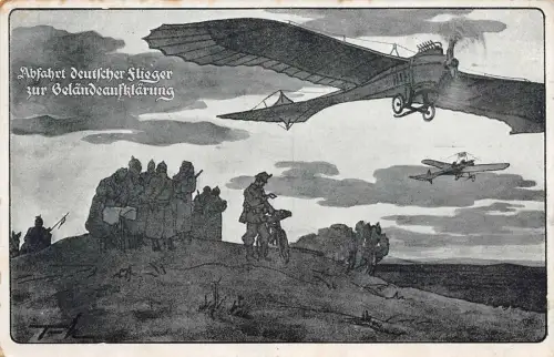 Deutsche Luftflotte Abfahrt deutsche Flieger zur Geländeaufklärung 1915