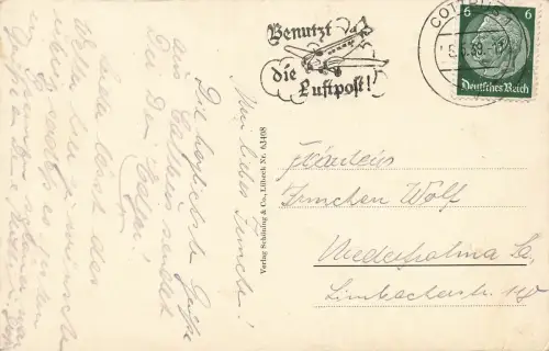 AK Cottbus Stadttheater 1939 Brandenburg gelaufen