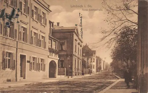 Straßenansicht Anna Eschestraße in Limbach Sachsen Postkarte AK 1913