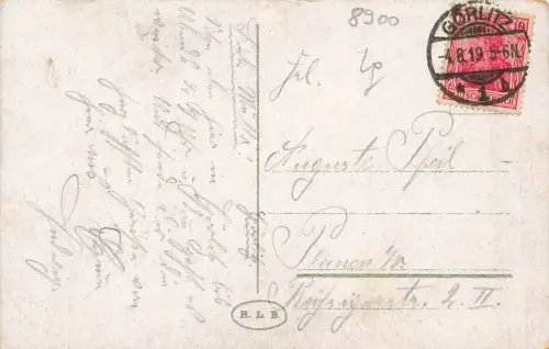 Obermarkt mit Reichenbacher Turm in Görlitz Sachsen Postkarte AK 1919