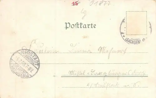 Postamt, Markt und Rathaus in Bischofswerda Sachsen Postkarte AK 1903