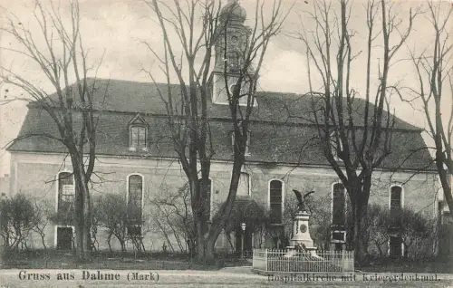 Hospitalkirche mit Kriegerdenkmal in Dahme Mark Brandenburg Postkarte AK 1906