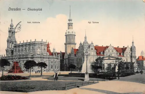 Dresden Theaterplatz Kath. Hofkirche Kgl. Schloss AK 1911