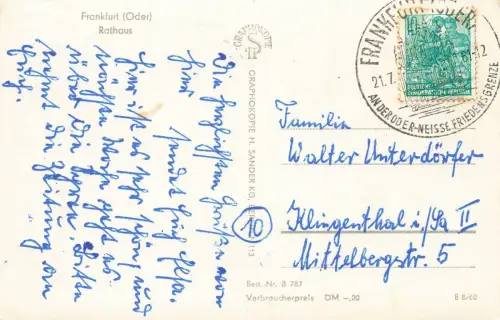 Ansicht Rathaus in Frankfurt Oder Brandenburg Postkarte AK