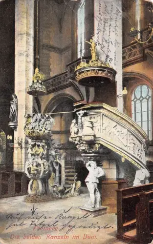 Die beiden Kanzeln im Dom in Freiberg Sachsen Postkarte AK 1913