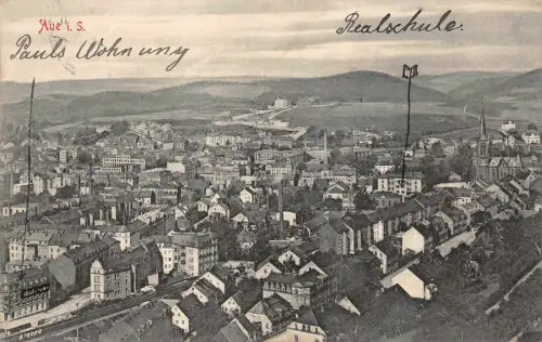 Stadtansicht Aue Erzgebirge Sachsen Postkarte AK 1907