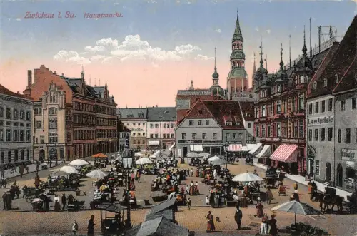 Hauptmarkt in Zwickau Sachsen Postkarte
