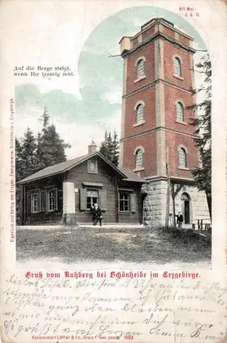 Gruß vom Kuhberg bei Schönheide Erzgebirge Sachsen Postkarte AK 1905