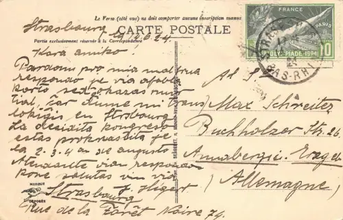 Strasbourg Environs de la Place de la Republique Postkarte AK 1924