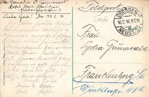 Plauen Albertplatz Ansicht Straßenbahn Feldpost AK 1916