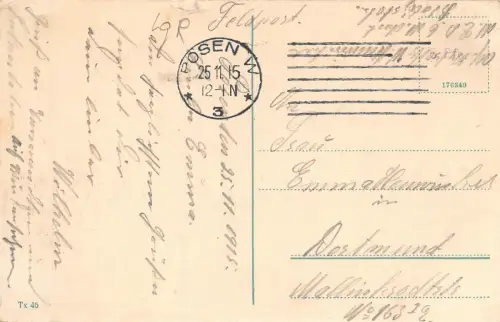 Posen Wilhelmstrasse Feldpostkarte AK 1915