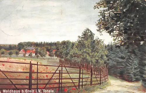 Sommerfrische Waldhaus bei Greiz Thüringen Postkarte AK 1912