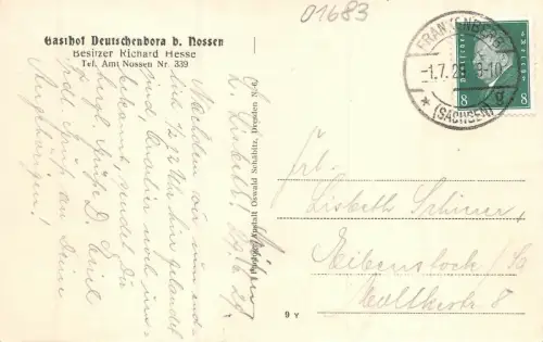 Deutschenbora b. Nossen Bahnhof Gasthof Postkarte AK 1929