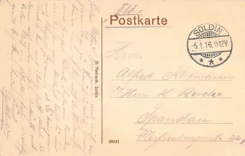 Soldin Myślibórz Richt Strasse mit Neuenburger Tor AK 1916