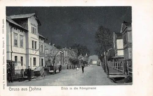 Gruss aus Dohna Blick in die Königstrasse Postkarte AK